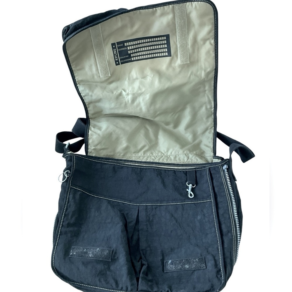 Kipling Black Nylon Expandable Laptop Messenger Bag Large - Picture 8 of 15